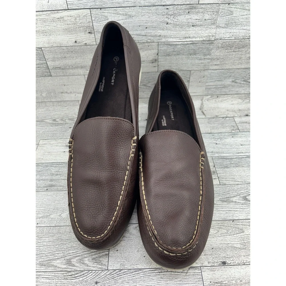 Rockport Men K73447 Brown Leather‎ adiPRENE Loafers Shoes Size 12 W Wide